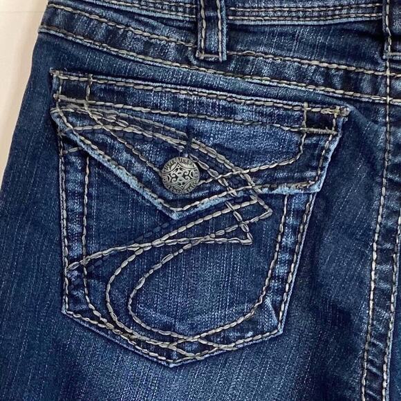Silver Suki Surplus Jeans Flap Pocket Bootcut Women Sz 30 Mid Rise Embroidered - Picture 7 of 14